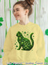 Lucky Shamrock Cat St Patricks Day Tee or Sweatshirt
