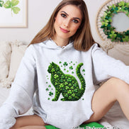 Lucky Shamrock Cat St Patricks Day Tee or Sweatshirt