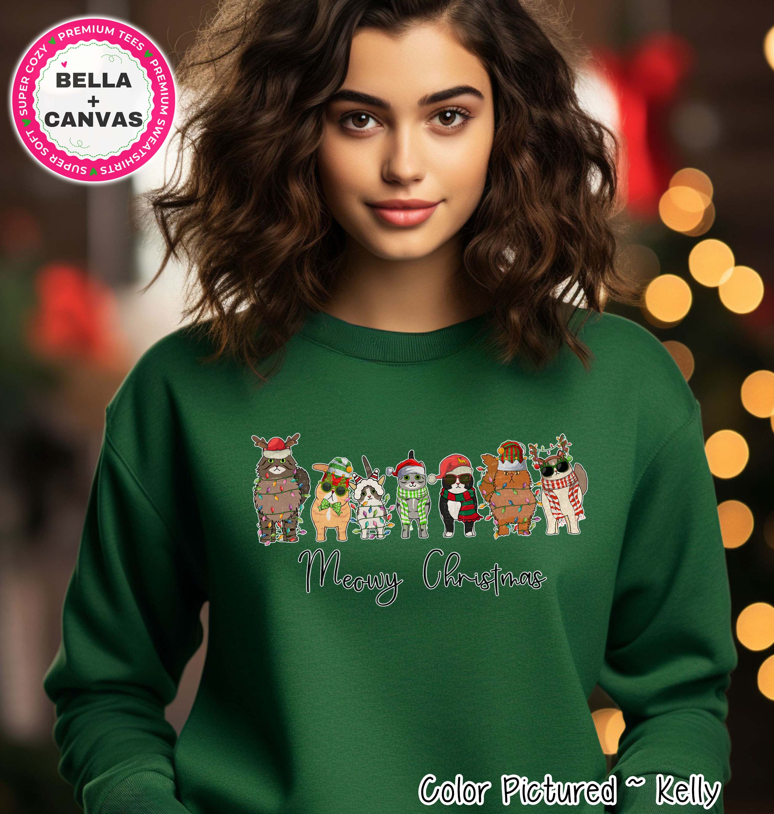 Meowy Christmas Cats wrapped in Lights Tee or Sweatshirt