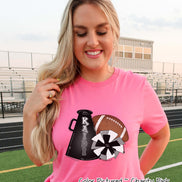Personalized Megaphone Pom Football Spirit Tee