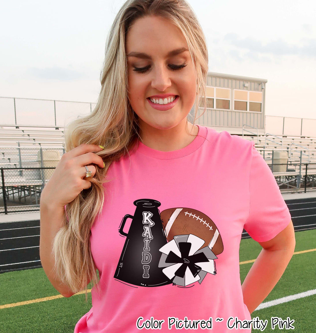 Personalized Megaphone Pom Football Spirit Tee