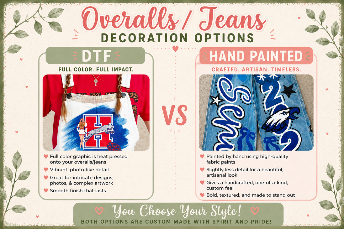 🌈 Custom DTF/Transfer Spirit Overalls & Jeans