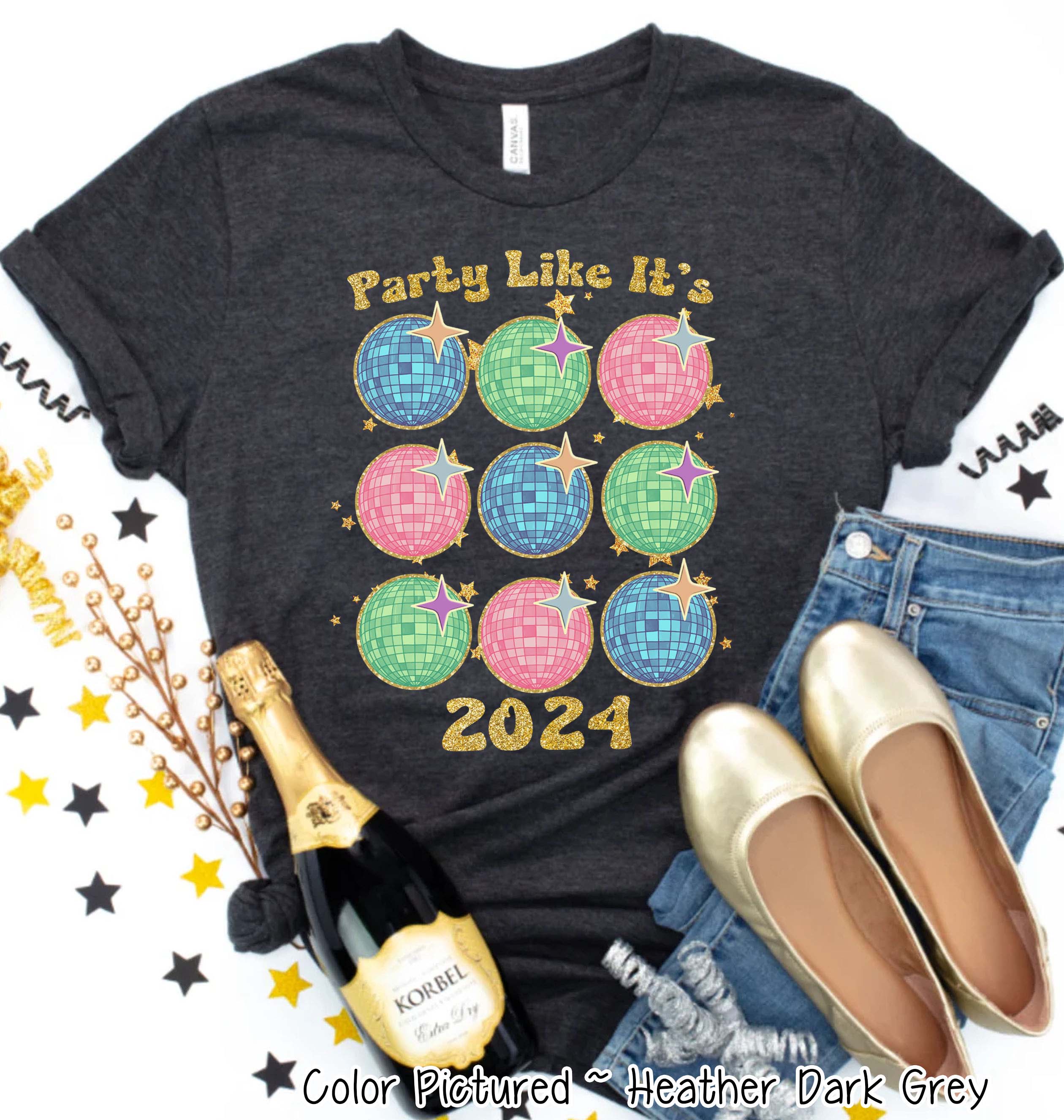Party Like It's 2024 Disco Ball New Year Tee or Sweatshirt