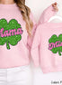 Faux Glitter Mama and Mini Matching Shamrock  St Patricks Tee or Sweatshirt