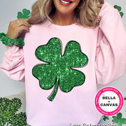 Faux Sequin Shamrock St Patricks Day Tee or Sweatshirt