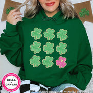 Faux Chenille Patch Clovers St Patricks Day Tee or Sweatshirt