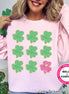 Faux Chenille Patch Clovers St Patricks Day Tee or Sweatshirt
