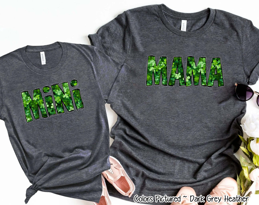 Mama and Mini Matching Clover St Patricks Tee or Sweatshirt