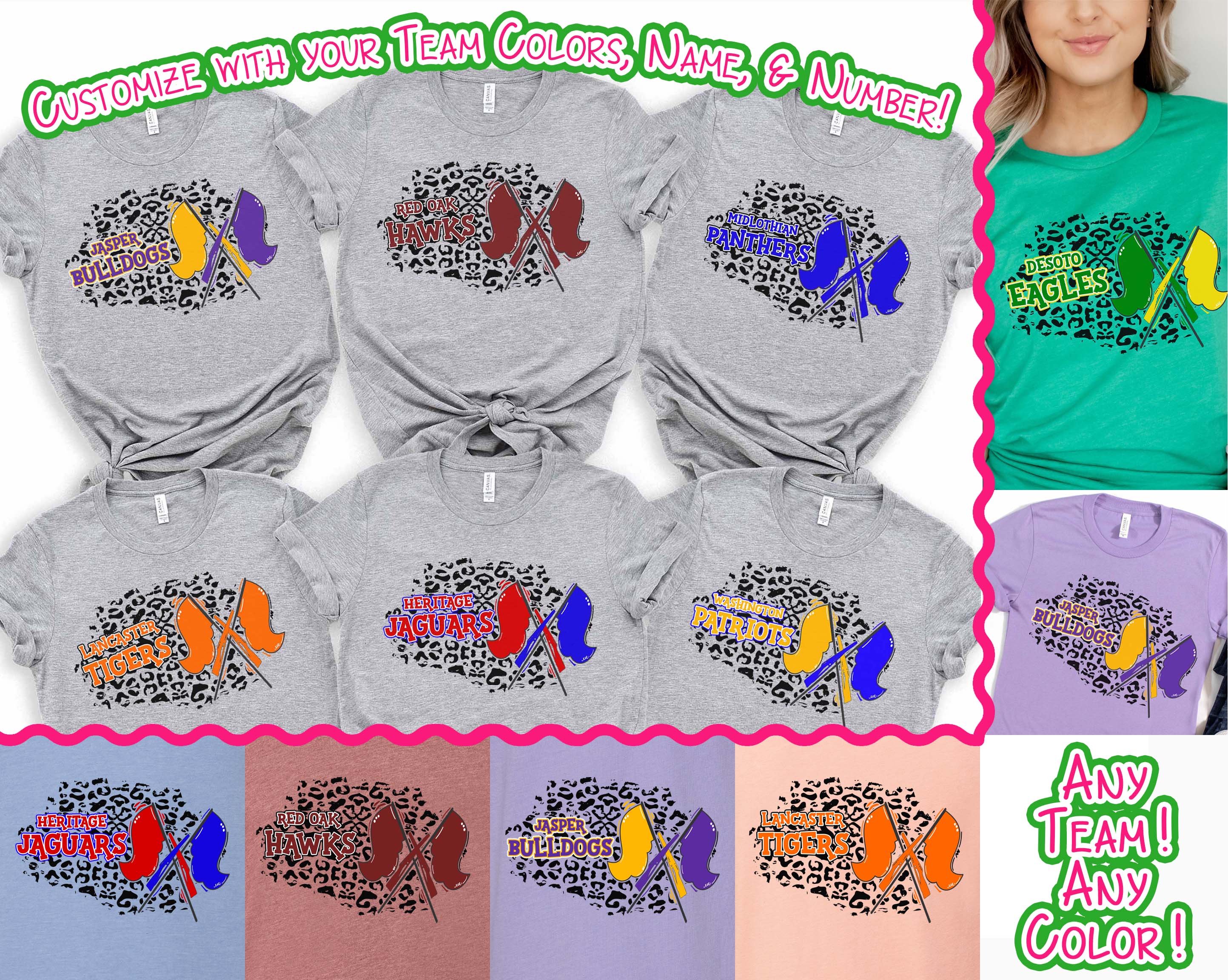 Personalized Leopard Color Guard Fan Tee
