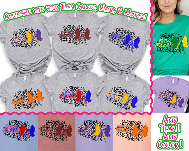 Personalized Leopard Color Guard Fan Tee