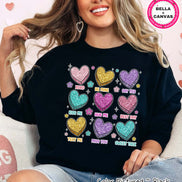 Faux Glitter Conversation Hearts Valentine Tee or Sweatshirt