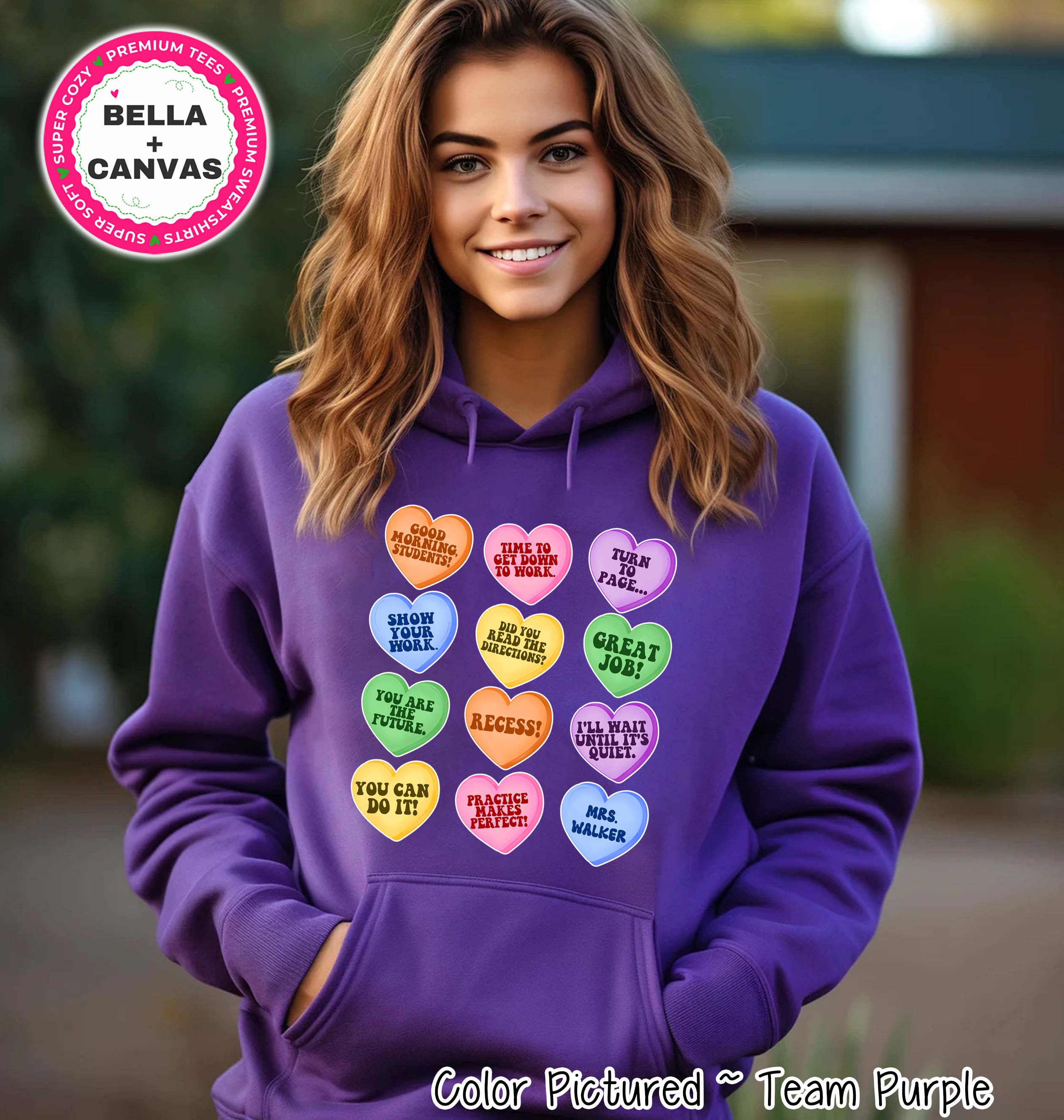 Personalized Teacher Conversation Hearts Valentine Tee or Sweatshirt