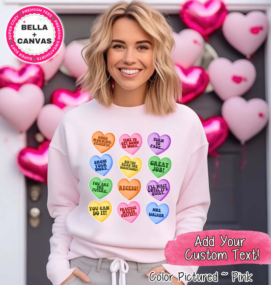 Personalized Teacher Conversation Hearts Valentine Tee or Sweatshirt