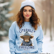 Literally Freezing Highland Cow Winter Tee or Sweatshirt