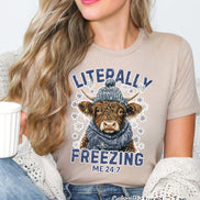 Literally Freezing Highland Cow Winter Tee or Sweatshirt