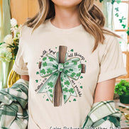 Coquette Cross All Things are Possible St Patricks Day Tee or Sweatshirt