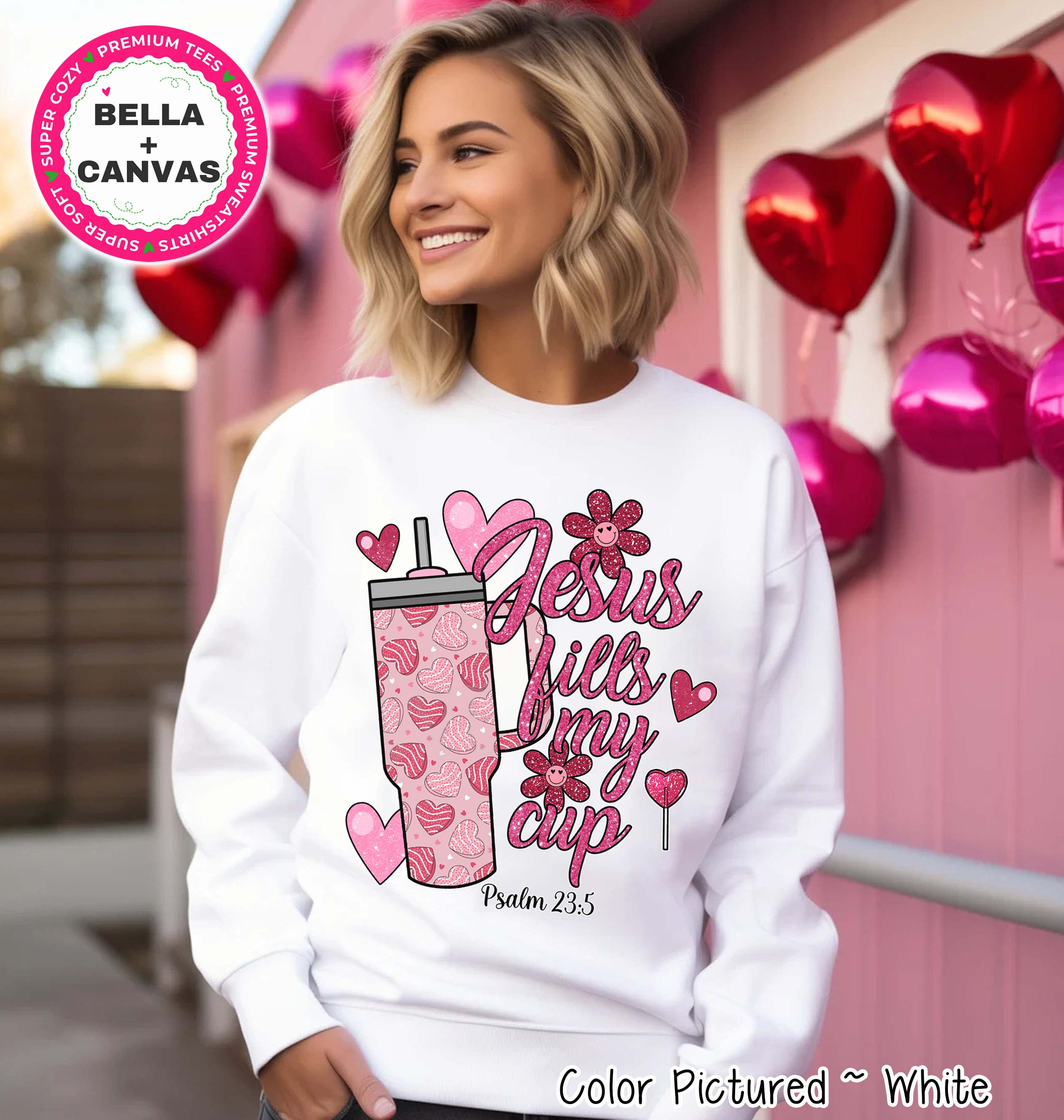 Jesus Fills My Cup Faux Glitter Valentine Tee or Sweatshirt