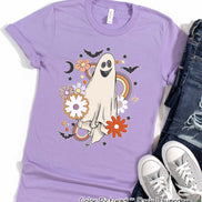 Retro Floral Ghost Cute Halloween Tee