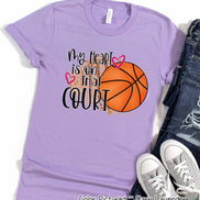 My Heart is On That Court Basketball Mom Tee