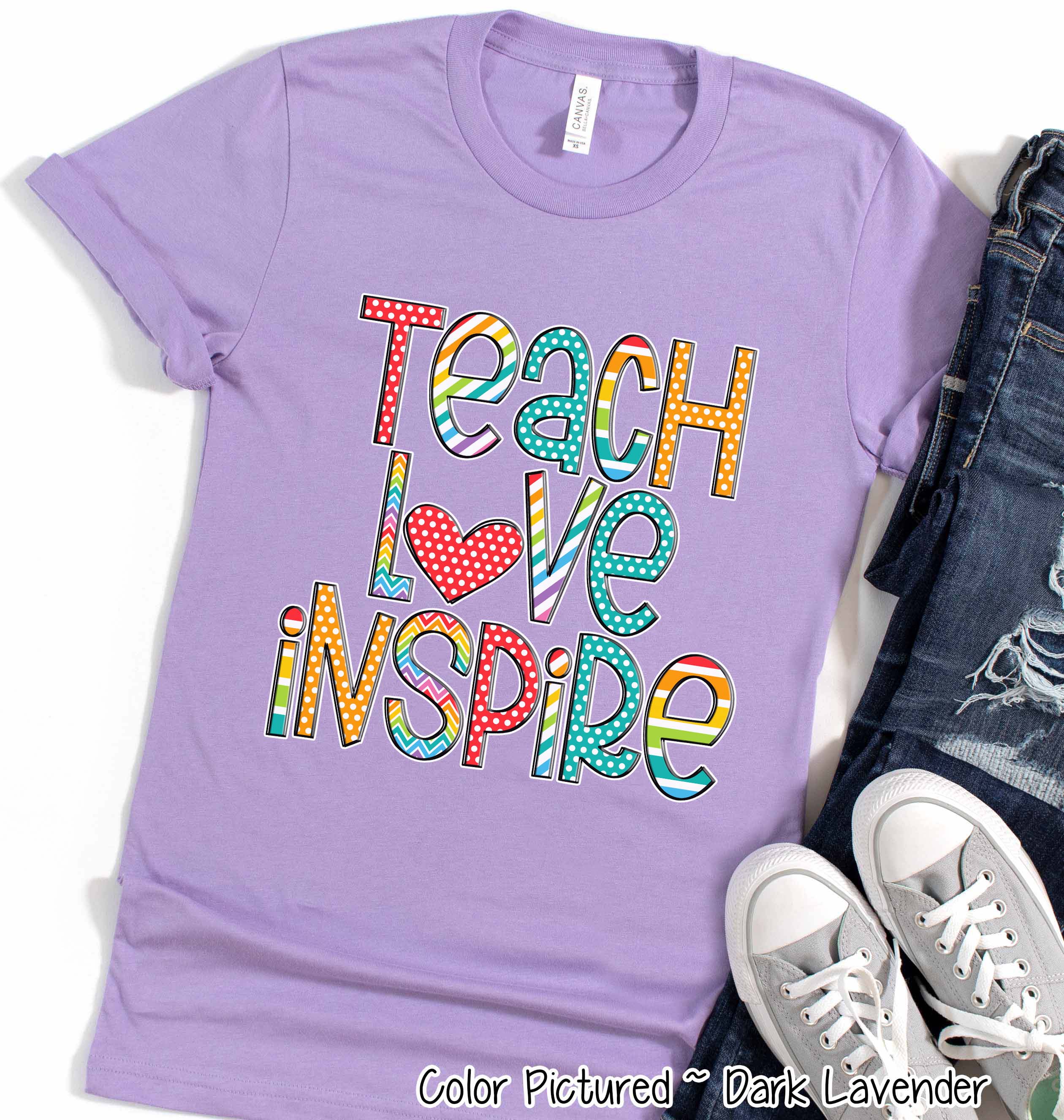 Teach Love Inspire Motivational Teacher Tee