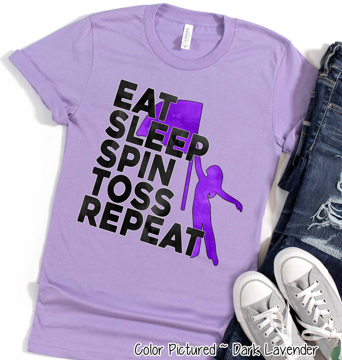 Personalized Eat Sleep Spin Toss Repeat Color Guard Tee