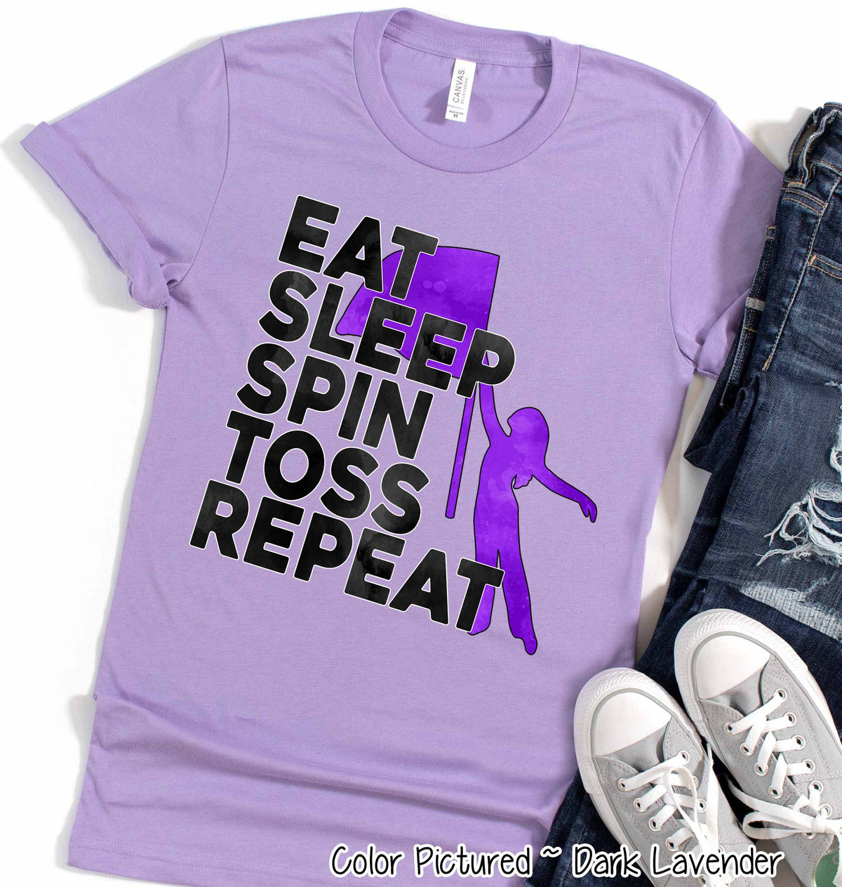 Personalized Eat Sleep Spin Toss Repeat Color Guard Tee