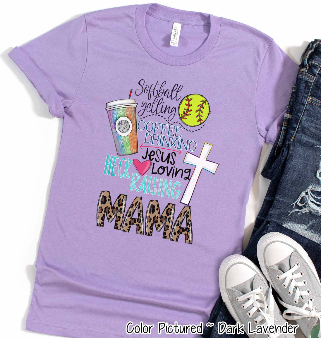 Softball Yelling Jesus Loving Mom Tee