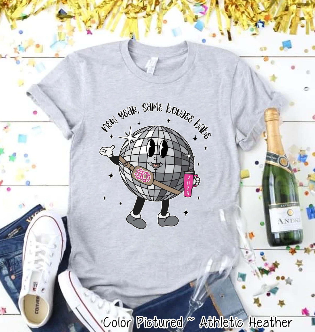 Monogram Disco Ball New Year Same Bougee Babe Tee or Sweatshirt