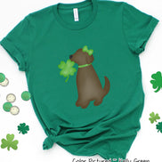 Brown Lab Girl with Bow St Patricks Day Tee