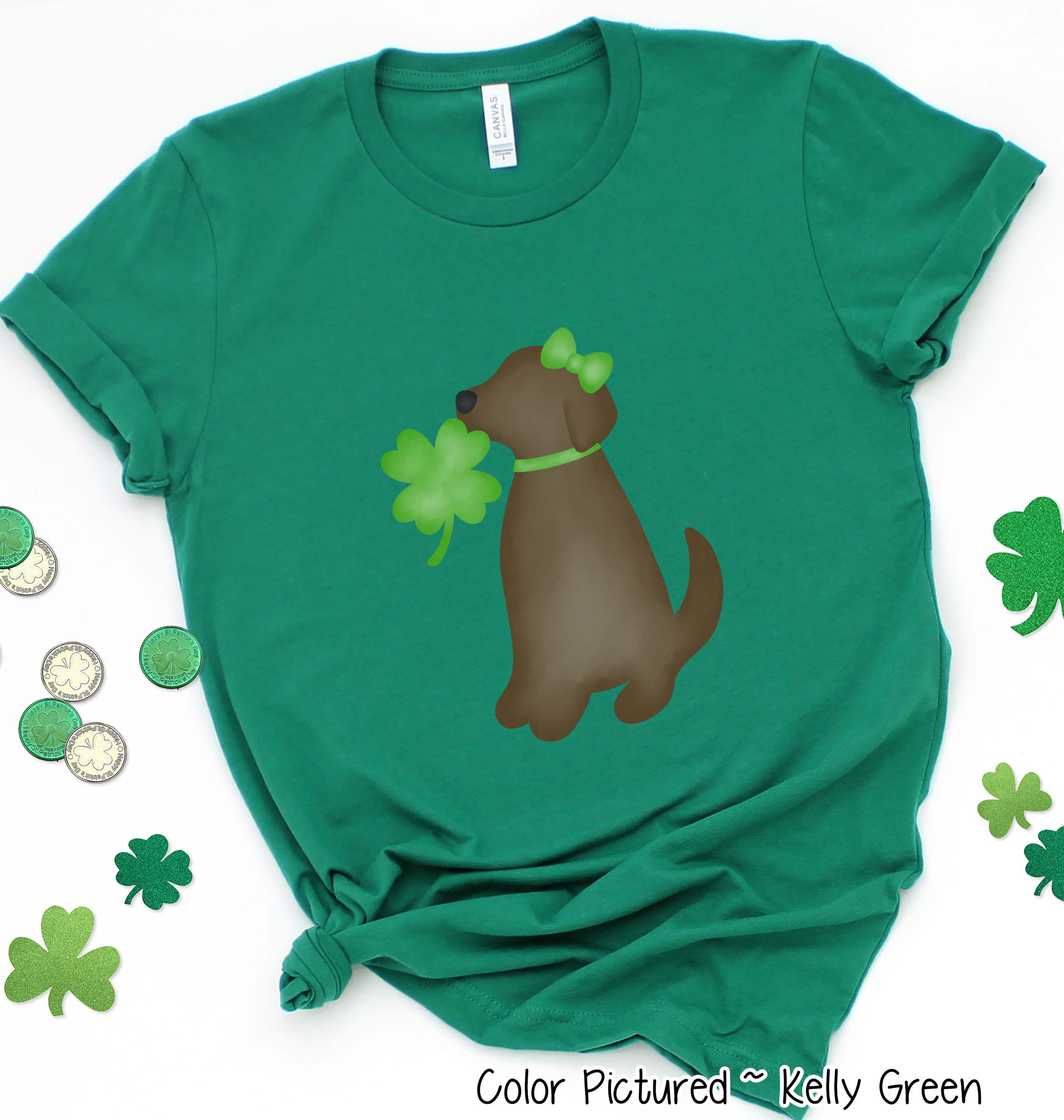 Brown Lab Girl with Bow St Patricks Day Tee
