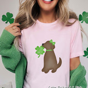 Brown Lab Girl with Bow St Patricks Day Tee