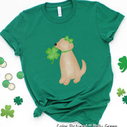 Yellow Lab Girl with Bow St Patricks Day Tee