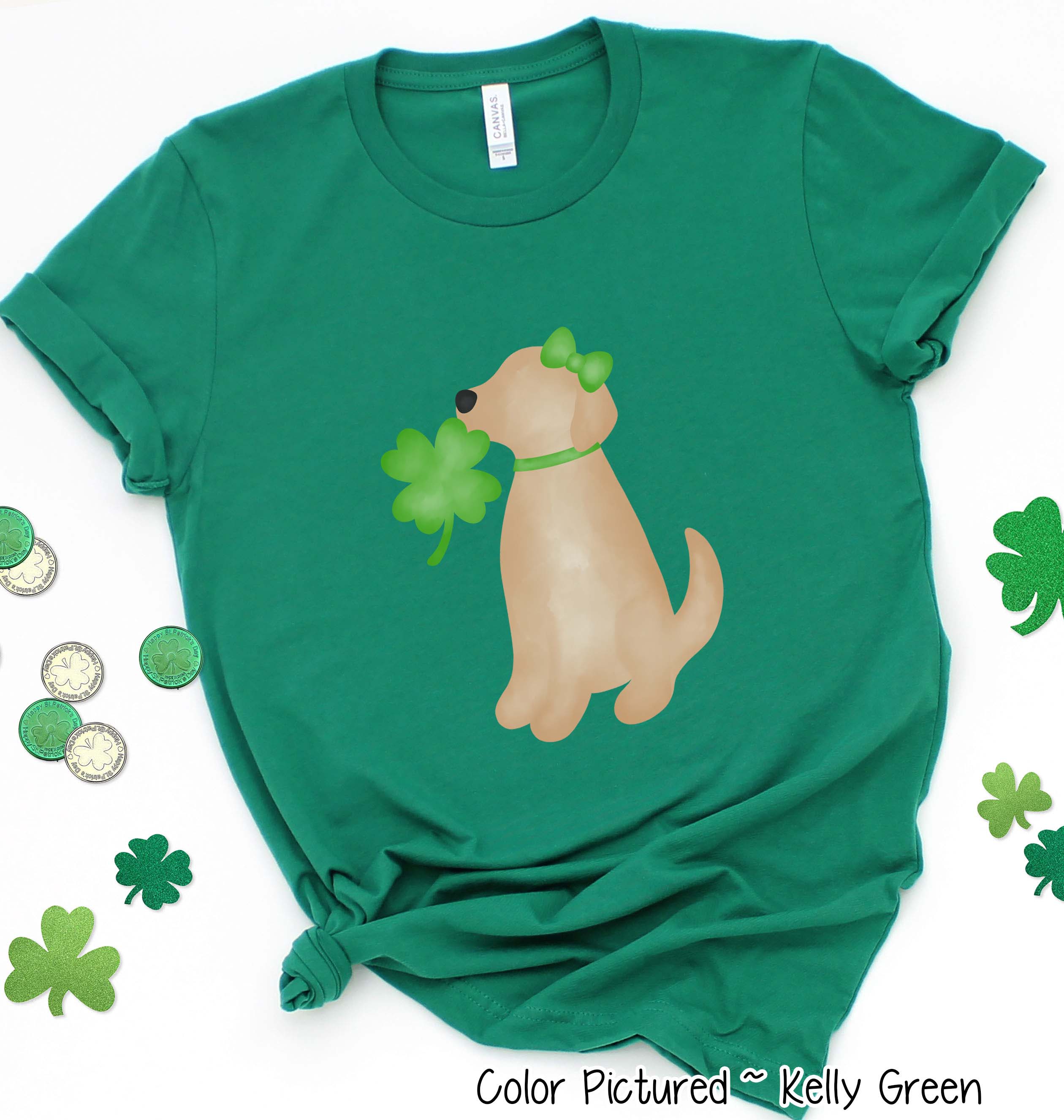 Yellow Lab Girl with Bow St Patricks Day Tee