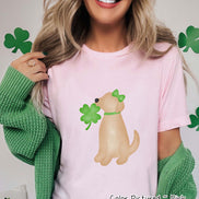 Yellow Lab Girl with Bow St Patricks Day Tee