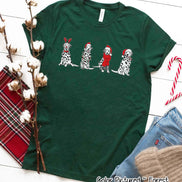 Christmas Dalmatians with Santa Hats Tee or Sweatshirt
