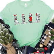 Christmas Dalmatians with Santa Hats Tee or Sweatshirt