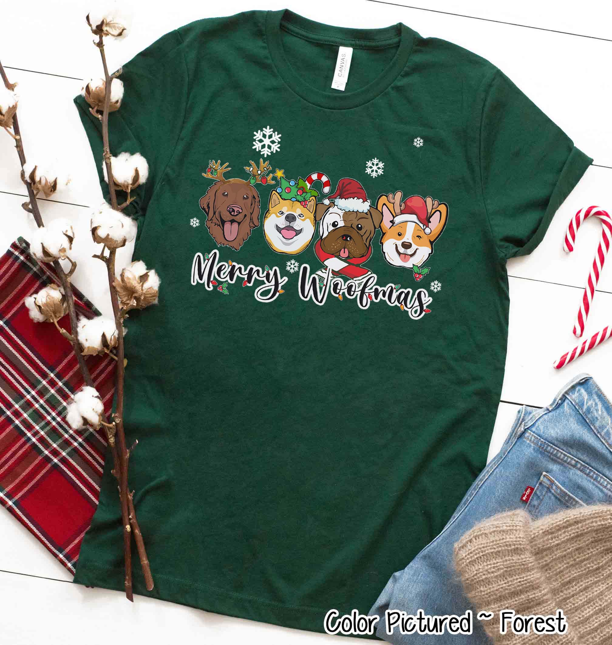 Merry Woofmas Cute Christmas Dog Tee or Sweatshirt