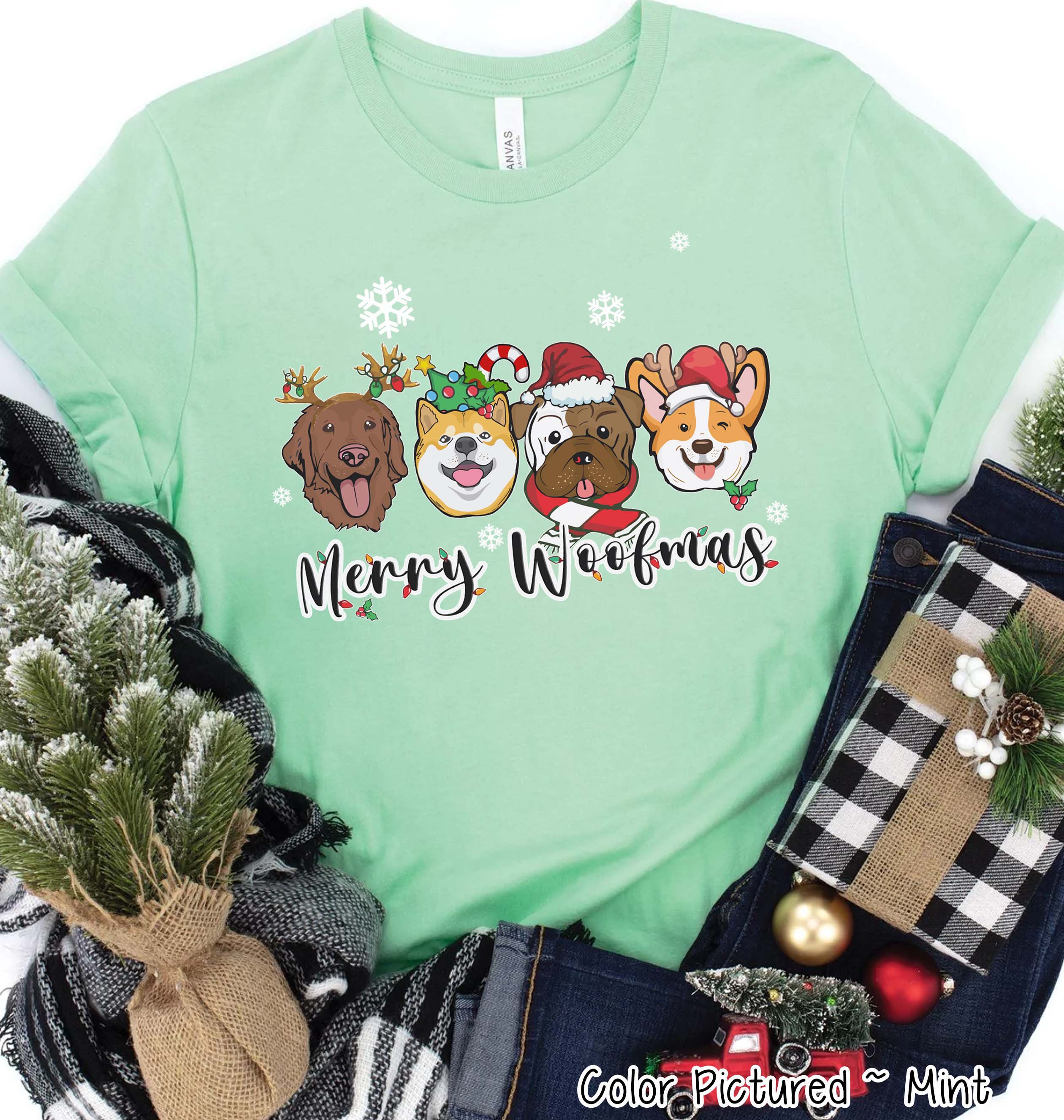 Merry Woofmas Cute Christmas Dog Tee or Sweatshirt