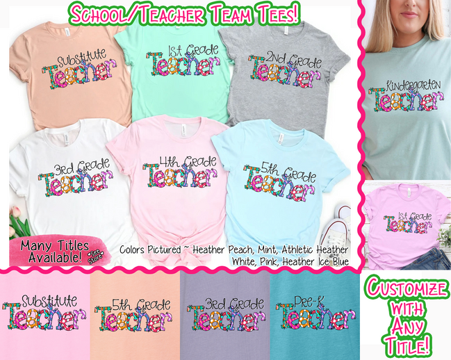Doodle School Teacher Grade Tee