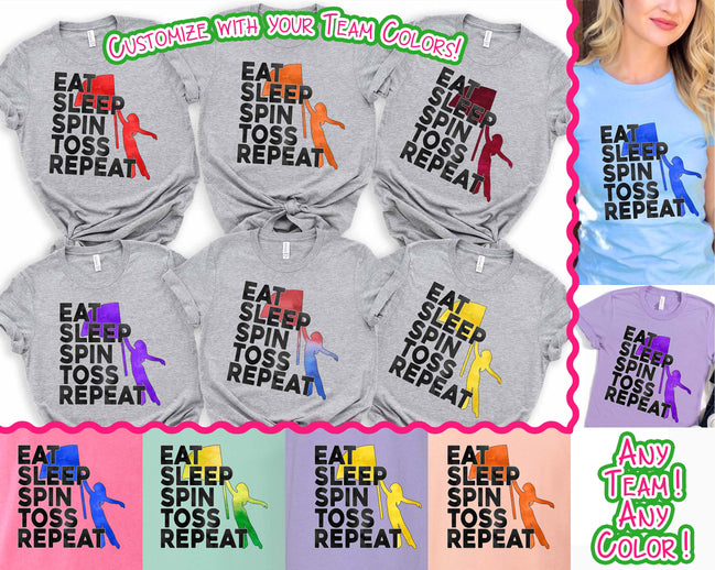 Personalized Eat Sleep Spin Toss Repeat Color Guard Tee