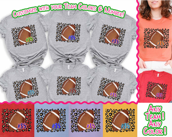Personalized Leopard Football Number Game Day Fan Tee