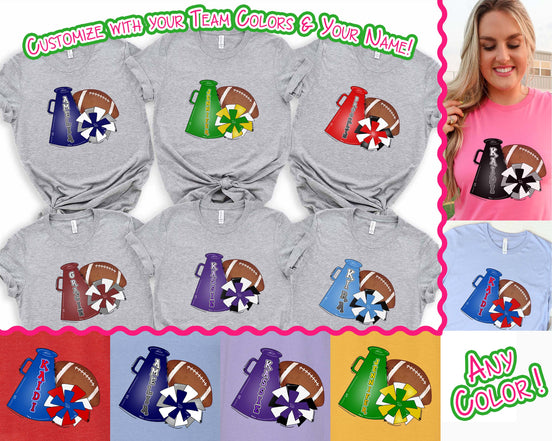 Personalized Megaphone Pom Football Spirit Tee