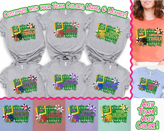 Personalized Football Field Game Day Fan Tee
