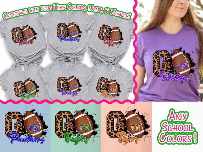 Personalized Leopard GO Football Game Day Fan Tee