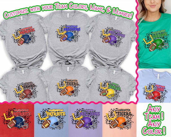 Personalized Leopard Football Game Day Fan Tee