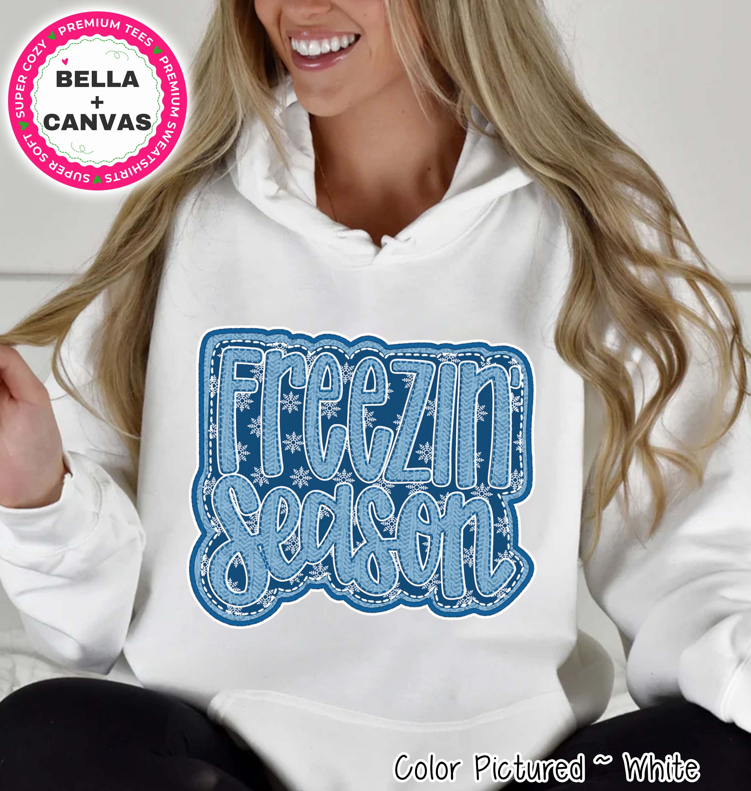 Freezin Season Faux Embroider Tee or Sweatshirt