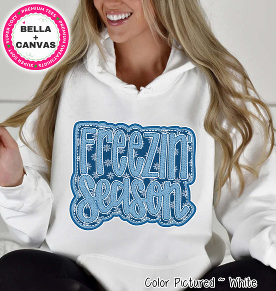 Freezin Season Faux Embroider Tee or Sweatshirt