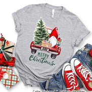 Personalized Gnome in Truck Merry Christmas Tee or Sweatshirt