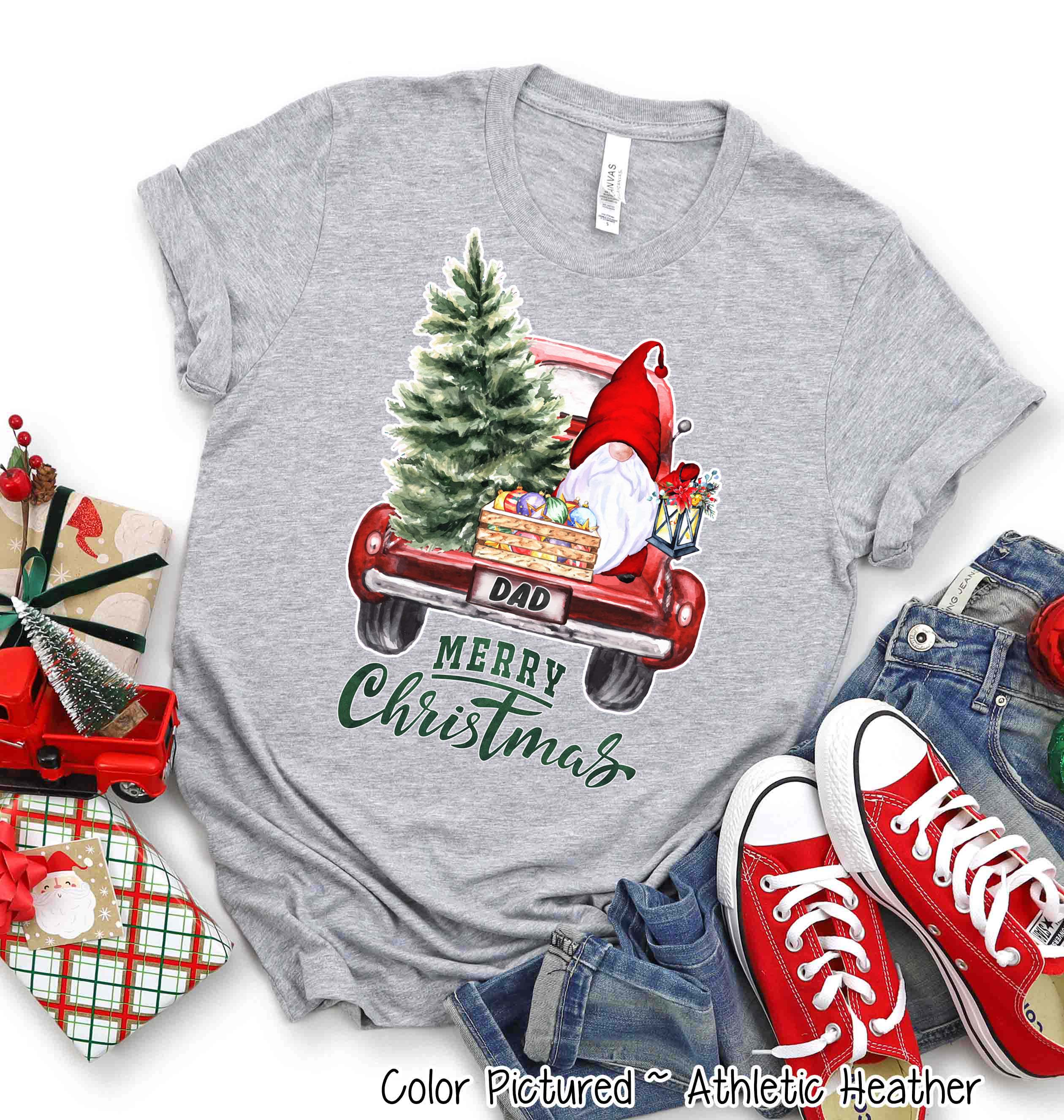 Personalized Gnome in Truck Merry Christmas Tee or Sweatshirt
