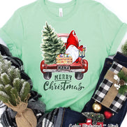 Personalized Gnome in Truck Merry Christmas Tee or Sweatshirt